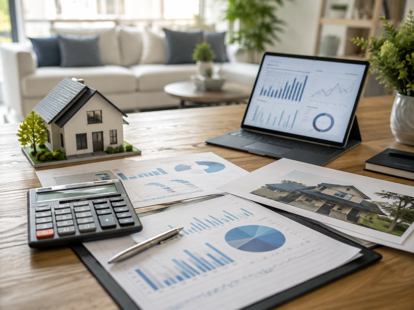 Comparable sales charts, calculator and a model home used to price a Calgary listing