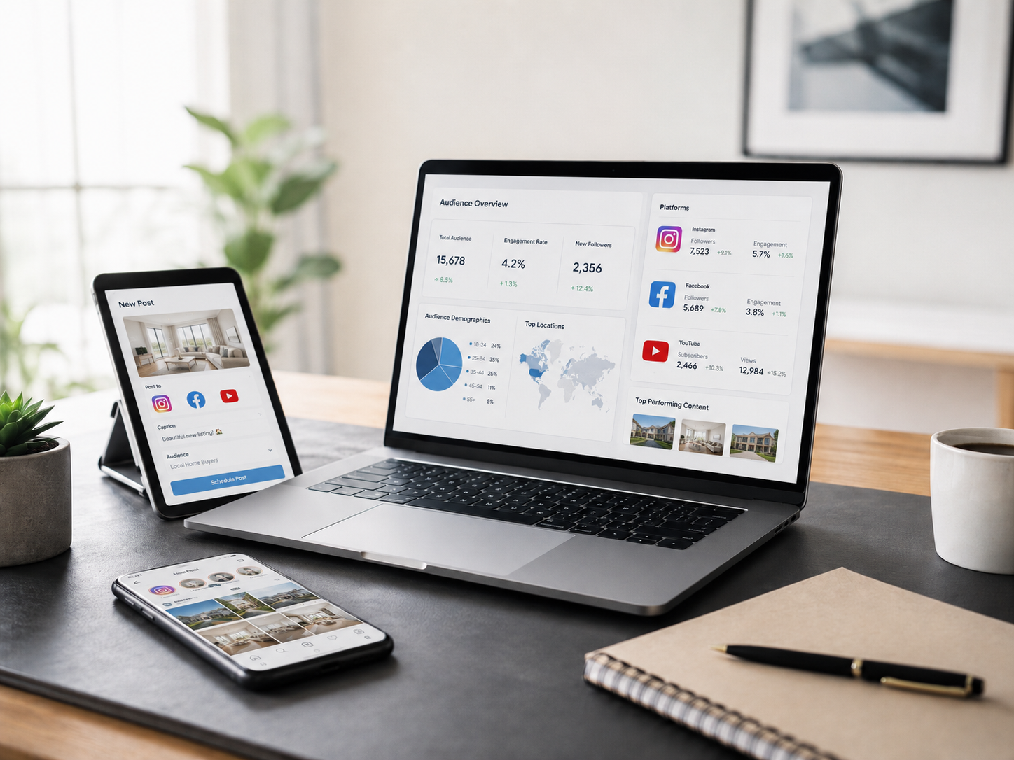 Social media advertising dashboard used to target buyers for a Calgary listing